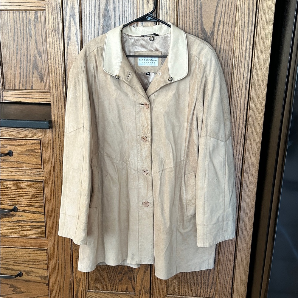 Bod + Christensen Light Tan Cream Suede Leather Jacket coat Long Women’s Medium